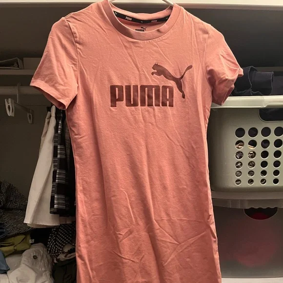 pink puma dress Puma Womens Classics Ribbed Logo Tank Summer Dress Cloud Rose Pink SZ M NEW